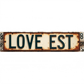 Vintage Tin Sign 16*4 Inch LOVE EST Home Romantic Wall Decor