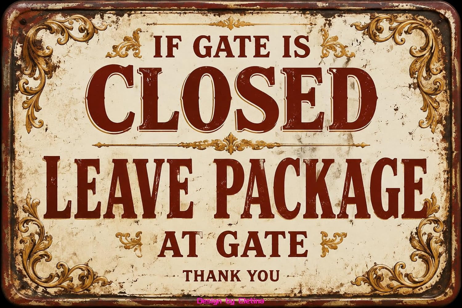 Vintage Tin Sign if Is Closed Leave Package At Thank You 8x12 Inch ...