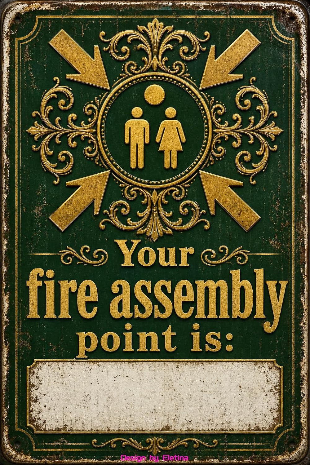 Vintage Tin Sign Your Fire Assembly Point Is Here Industrial 8x12 Inch ...