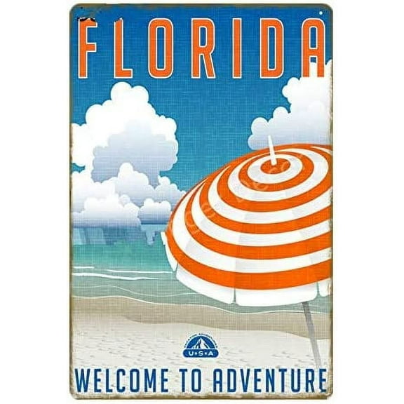 Vintage Tin Sign Florida Retro Art Wall Decoration for Home Club Cabin Garage Store Bar Farm 12" X 8"