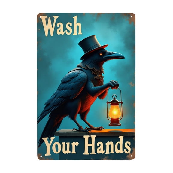 Vintage Tin Sign Gothic Bathroom Metal Sign Beak Plague Doctor Reminds You Wash Your Hands Tin Sign For Office Toilet Bathroom Restroom Door Bar Cafe Club Guest Wall Decor Hanging Painting 12 X 8