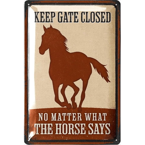 Vintage Tin Sign - Horse Barn Decor, Outdoor Horse Decor, 12x8"