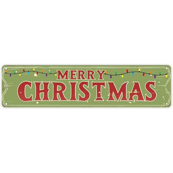 Vintage Tin Sign Merry Christmas Metal Sign Vintage Sign for Home Bedroom Kitchen Garden Wall Home Cafe Farm Yard Front Door Indoor Outdoor Street 4x16 Inches.jpg