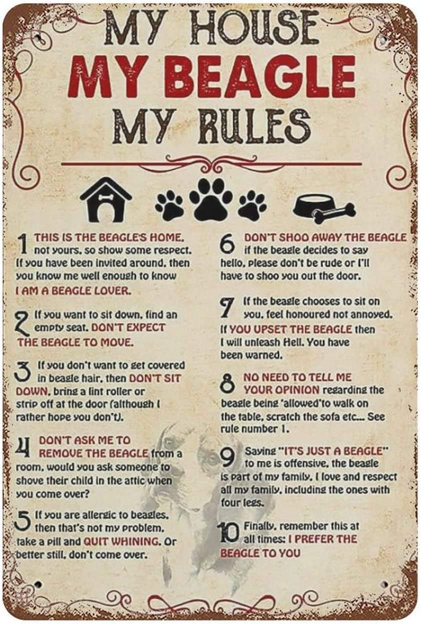 Vintage Tin Sign Metal Poster Plaque My Beagle My House My Rules Metal