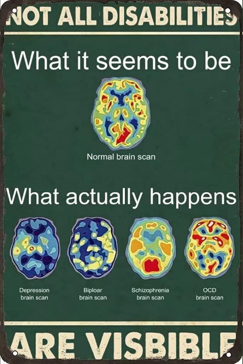 Vintage Tin Sign Metal Poster Plaque Psychology Not All Disabilities