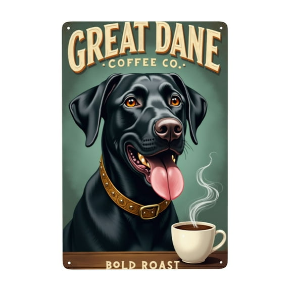 Vintage Tin Sign Metal Sign Great Dane Coffee Bold Roast Funny Tin Sign Vintage Dog Metal Signs Coffee Sign Aluminum Sign For Kitchen Cafe Bar Wall Decor 812 In