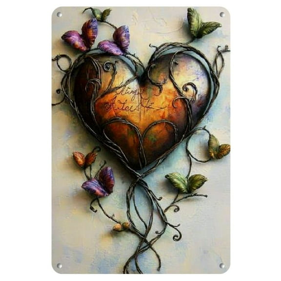 Vintage Tin Sign MetalPlate 8"x12" Home Wall Decor Indoor foodyj4_Metal_wall_art_for_home_with_Home_is_Where_the_Heart