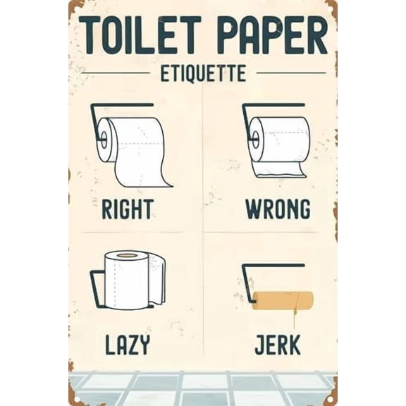 Vintage Tin Sign Retro Metal Funny Bathroom Toilet Paper Signs for Home Decor Stylish Wall Art Plaques Gift for Family teachers friends12x8 inch