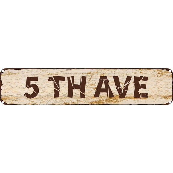 Vintage Tin Sign Retro Metal Wall Decor 5TH AVE Rustic Aluminum Plaque for Home,Bar,Kitchen,Garage,Man Cave 4x16 Inch