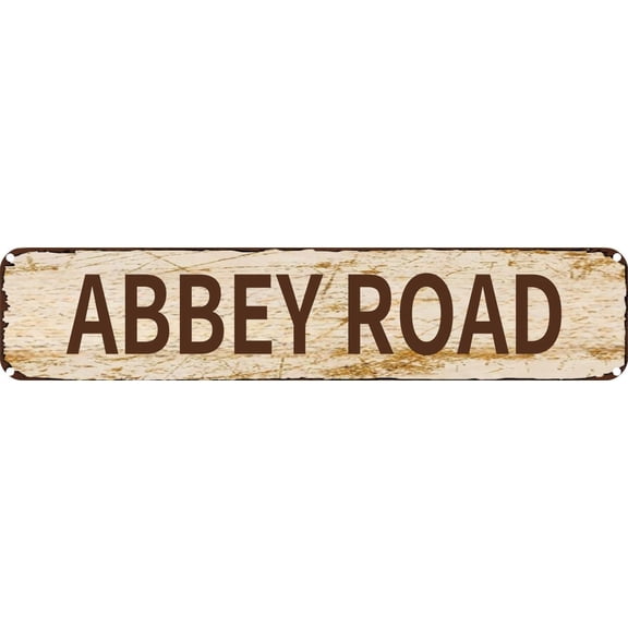 Vintage Tin Sign Retro Metal Wall Decor ABBEY ROAD Rustic Aluminum Plaque for Home,Bar,Kitchen,Garage,Man Cave 4x16 Inch