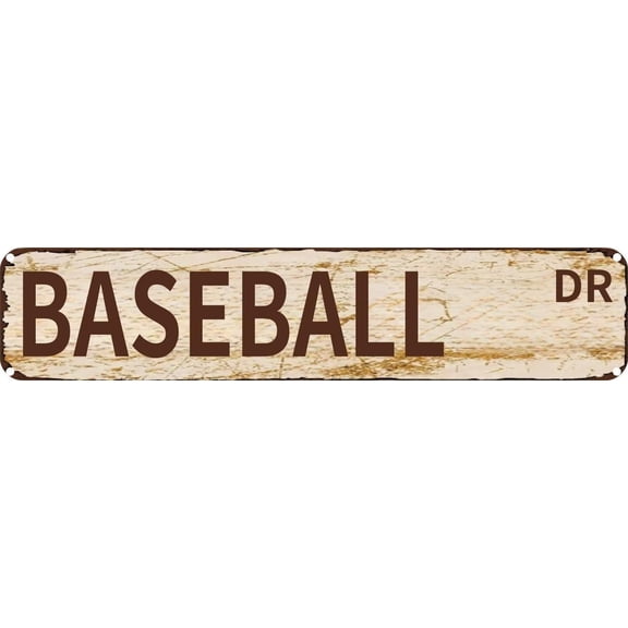 Vintage Tin Sign Retro Metal Wall Decor BASEBALL DR Rustic Aluminum Plaque for Home,Bar,Kitchen,Garage,Man Cave 4x16 Inch