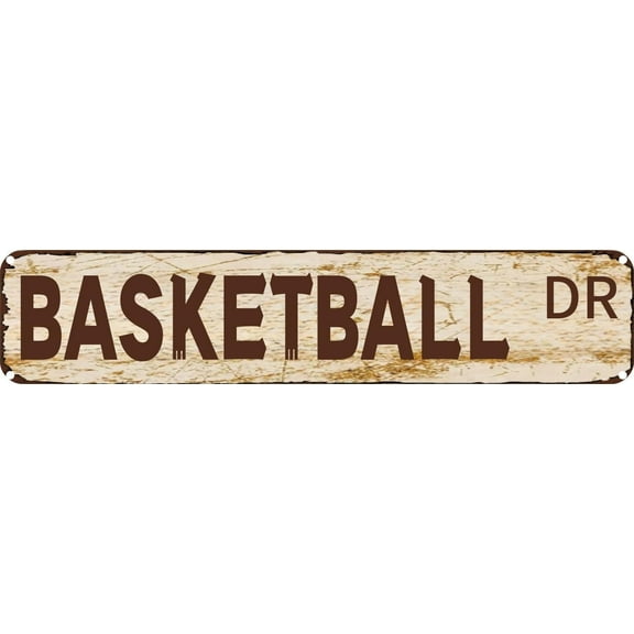 Vintage Tin Sign Retro Metal Wall Decor BASKETBALL DR Rustic Aluminum Plaque for Home,Bar,Kitchen,Garage,Man Cave 4x16 Inch