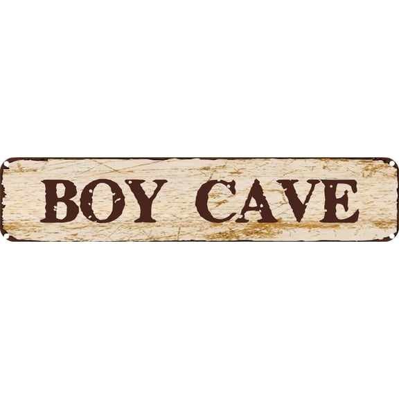 Vintage Tin Sign Retro Metal Wall Decor BOY CAVE Rustic Aluminum Plaque for Home,Bar,Kitchen,Garage,Man Cave 4x16 Inch