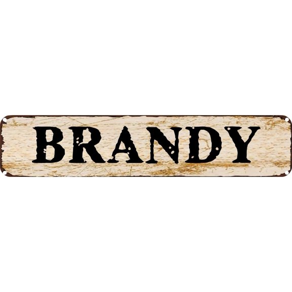 Vintage Tin Sign Retro Metal Wall Decor BRANDY Rustic Aluminum Plaque for Home,Bar,Kitchen,Garage,Man Cave 4x16 Inch