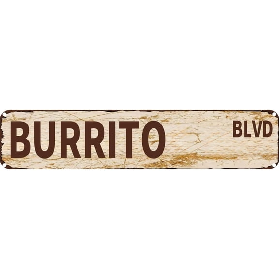 Vintage Tin Sign Retro Metal Wall Decor BURRITO BLVD Rustic Aluminum Plaque for Home,Bar,Kitchen,Garage,Man Cave 4x16 Inch