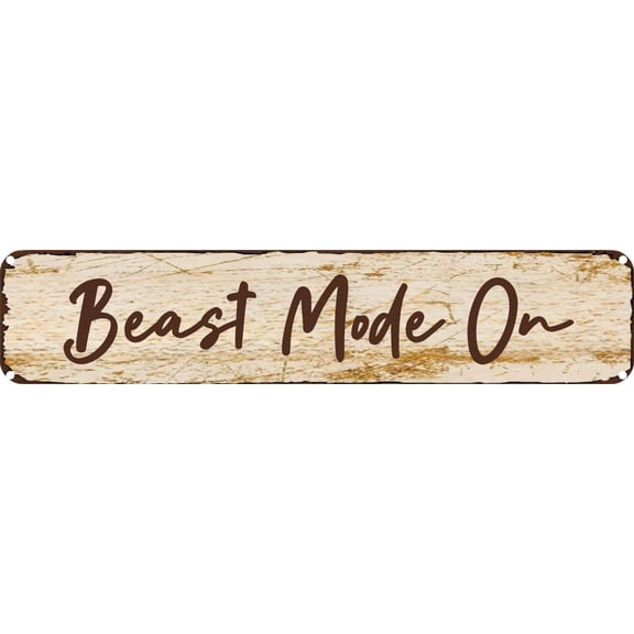 Vintage Tin Sign Retro Metal Wall Decor Beast Mode On Rustic Aluminum Plaque for Home,Bar,Kitchen,Garage,Man Cave 4x16 Inch