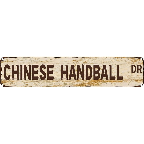 Vintage Tin Sign Retro Metal Wall Decor CHINESE HANDBALL DR Rustic Aluminum Plaque for Home,Bar,Kitchen,Garage,Man Cave 4x16 Inch