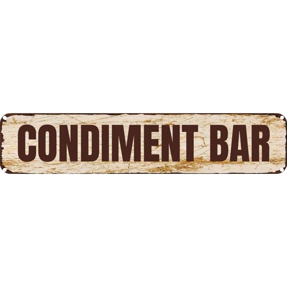 Vintage Tin Sign Retro Metal Wall Decor CONDIMENT BAR Rustic Aluminum Plaque for Home,Bar,Kitchen,Garage,Man Cave 4x16 Inch