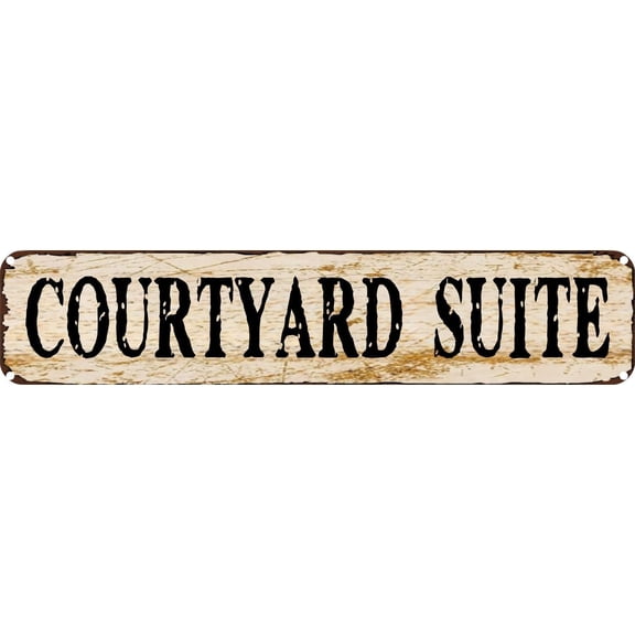Vintage Tin Sign Retro Metal Wall Decor COURTYARD SUITE Rustic Aluminum Plaque for Home,Bar,Kitchen,Garage,Man Cave 4x16 Inch