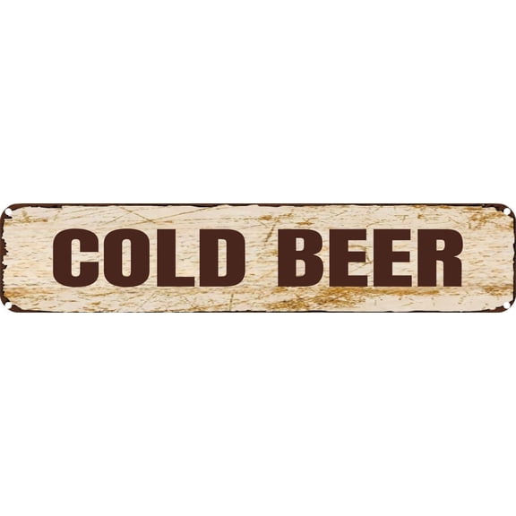 Vintage Tin Sign Retro Metal Wall Decor Cold Beer Rustic Aluminum Plaque for Home,Bar,Kitchen,Garage,Man Cave 4x16 Inch