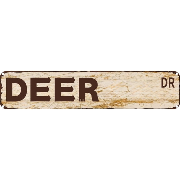 Vintage Tin Sign Retro Metal Wall Decor DEER DR Rustic Aluminum Plaque for Home,Bar,Kitchen,Garage,Man Cave 4x16 Inch
