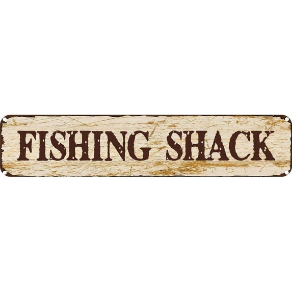 Vintage Tin Sign Retro Metal Wall Decor FISHING SHACK Rustic Aluminum Plaque for Home,Bar,Kitchen,Garage,Man Cave 4x16 Inch