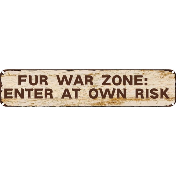 Vintage Tin Sign Retro Metal Wall Decor FUR WAR ZONE ENTER AT OWN RISK Rustic Aluminum Plaque for Home,Bar,Kitchen,Garage,Man Cave 4x16 Inch