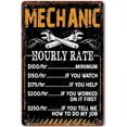 thumbnail image 1 of Vintage Tin Sign, Retro Metal Wall Decor, Funny Decorations For Man Cave, Garage Wall Decor, Metal Post 12 * 8 Inches (Mechanic Hourly Rate), 1 of 4