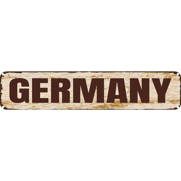 Vintage Tin Sign Retro Metal Wall Decor GERMANY Rustic Aluminum Plaque for Home,Bar,Kitchen,Garage,Man Cave 4x16 Inch