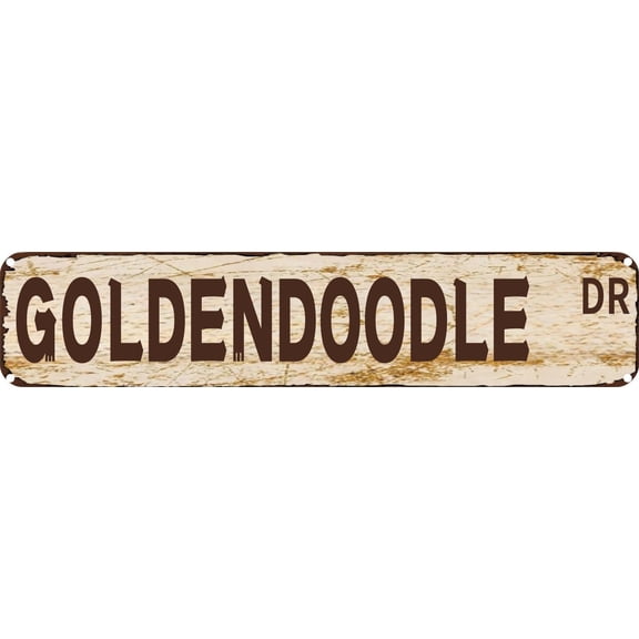 Vintage Tin Sign Retro Metal Wall Decor GOLDENDOODLE DR Rustic Aluminum Plaque for Home,Bar,Kitchen,Garage,Man Cave 4x16 Inch