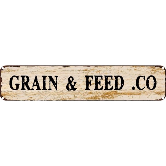 Vintage Tin Sign Retro Metal Wall Decor GRAIN AND FEED .CO Rustic Aluminum Plaque for Home,Bar,Kitchen,Garage,Man Cave 4x16 Inch