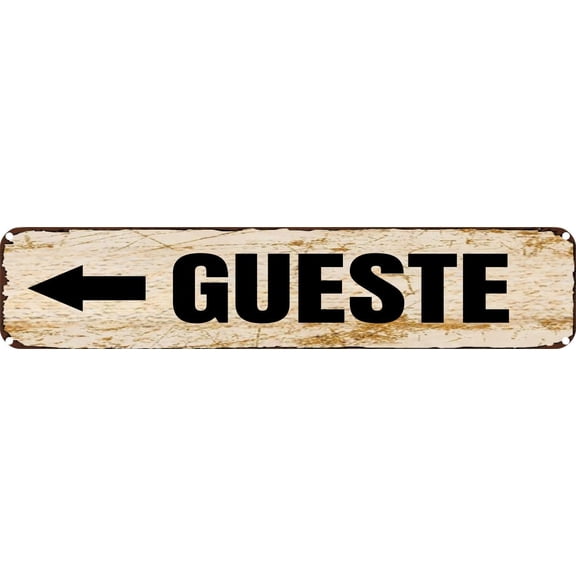 Vintage Tin Sign Retro Metal Wall Decor Guests With Arrow Rustic Aluminum Plaque for Home,Bar,Kitchen,Garage,Man Cave 4x16 Inch