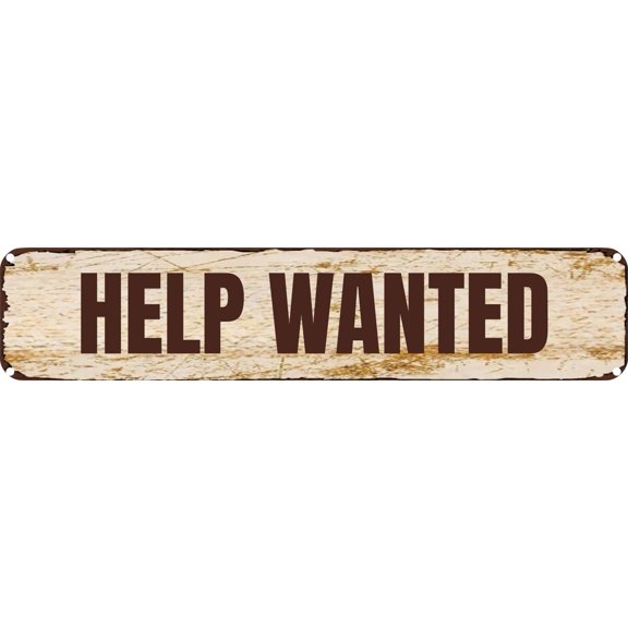 Vintage Tin Sign Retro Metal Wall Decor HELP WANTED Rustic Aluminum Plaque for Home,Bar,Kitchen,Garage,Man Cave 4x16 Inch