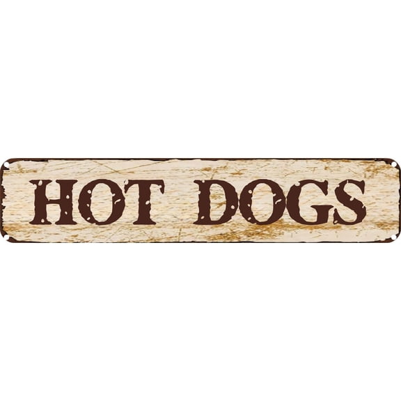 Vintage Tin Sign Retro Metal Wall Decor HOT DOGS Rustic Aluminum Plaque for Home,Bar,Kitchen,Garage,Man Cave 4x16 Inch