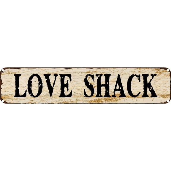 Vintage Tin Sign Retro Metal Wall Decor LOVE SHACK Rustic Aluminum Plaque for Home,Bar,Kitchen,Garage,Man Cave 4x16 Inch