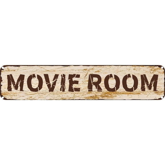 Vintage Tin Sign Retro Metal Wall Decor MOVIE ROOM Rustic Aluminum Plaque for Home,Bar,Kitchen,Garage,Man Cave 4x16 Inch