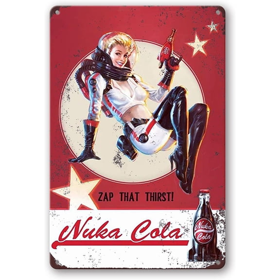 Vintage Tin Sign Retro Metal Wall Decor Nuka Cola Style Iron Painting Plaque for Bar Cafe Home 812 Inch