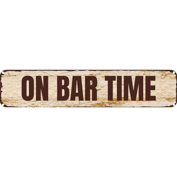 Vintage Tin Sign Retro Metal Wall Decor ON BAR TIME Rustic Aluminum Plaque for Home,Bar,Kitchen,Garage,Man Cave 4x16 Inch