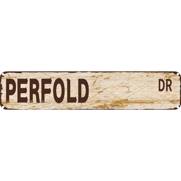 Vintage Tin Sign Retro Metal Wall Decor PERFOLD DR Rustic Aluminum Plaque for Home,Bar,Kitchen,Garage,Man Cave 4x16 Inch