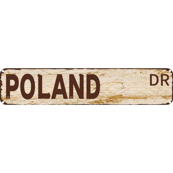 Vintage Tin Sign Retro Metal Wall Decor POLAND DR Rustic Aluminum Plaque for Home,Bar,Kitchen,Garage,Man Cave 4x16 Inch