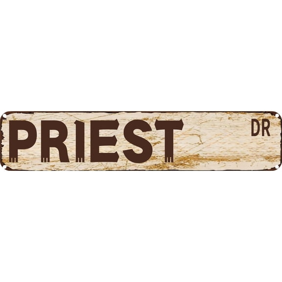 Vintage Tin Sign Retro Metal Wall Decor PRIEST DR Rustic Aluminum Plaque for Home,Bar,Kitchen,Garage,Man Cave 4x16 Inch