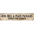 thumbnail image 1 of Vintage Tin Sign Retro Metal Wall Decor Ring Bell And Place Packages Over The Fence Rustic Aluminum Plaque for Home,Bar,Kitchen,Garage,Man Cave 4x16 Inch, 1 of 6