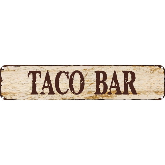 Vintage Tin Sign Retro Metal Wall Decor TACO BAR Rustic Aluminum Plaque for Home,Bar,Kitchen,Garage,Man Cave 4x16 Inch