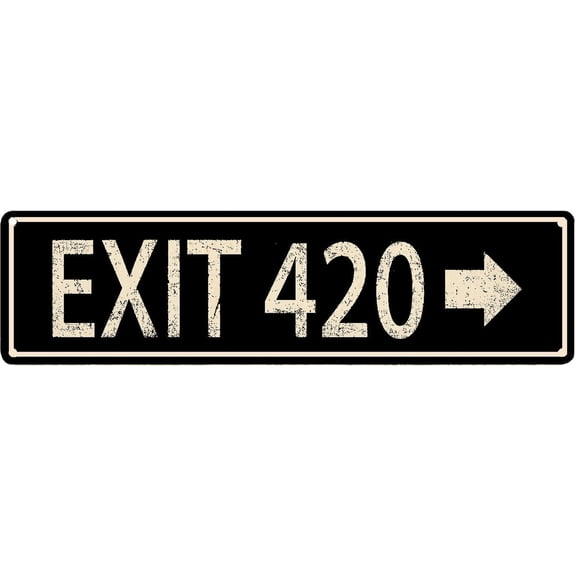 Vintage Tin Sign Street Metal Exit 420 Signs Retro Wall Art Plaques for Home Decor Bathroom Kitchen House and Rustic Wall Decor or as a Unique Poster 16"x6"