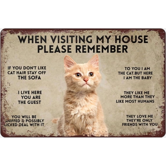Vintage Tin Sign Visiting My House Please Remember Sign for Home Living Room Bedroom Decor Gift Shop Funny Garage Man Cave Wall Decor Indoor Wall Decor 8x12 Inch