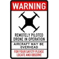 thumbnail image 1 of Vintage Tin Sign Warning Drone in Operation Aircraft Overhead Nostalgic Art Decoration Retro Metal Poster for Home Cabin Bar Cafe Club Farm Garage 12" X 8", 1 of 5