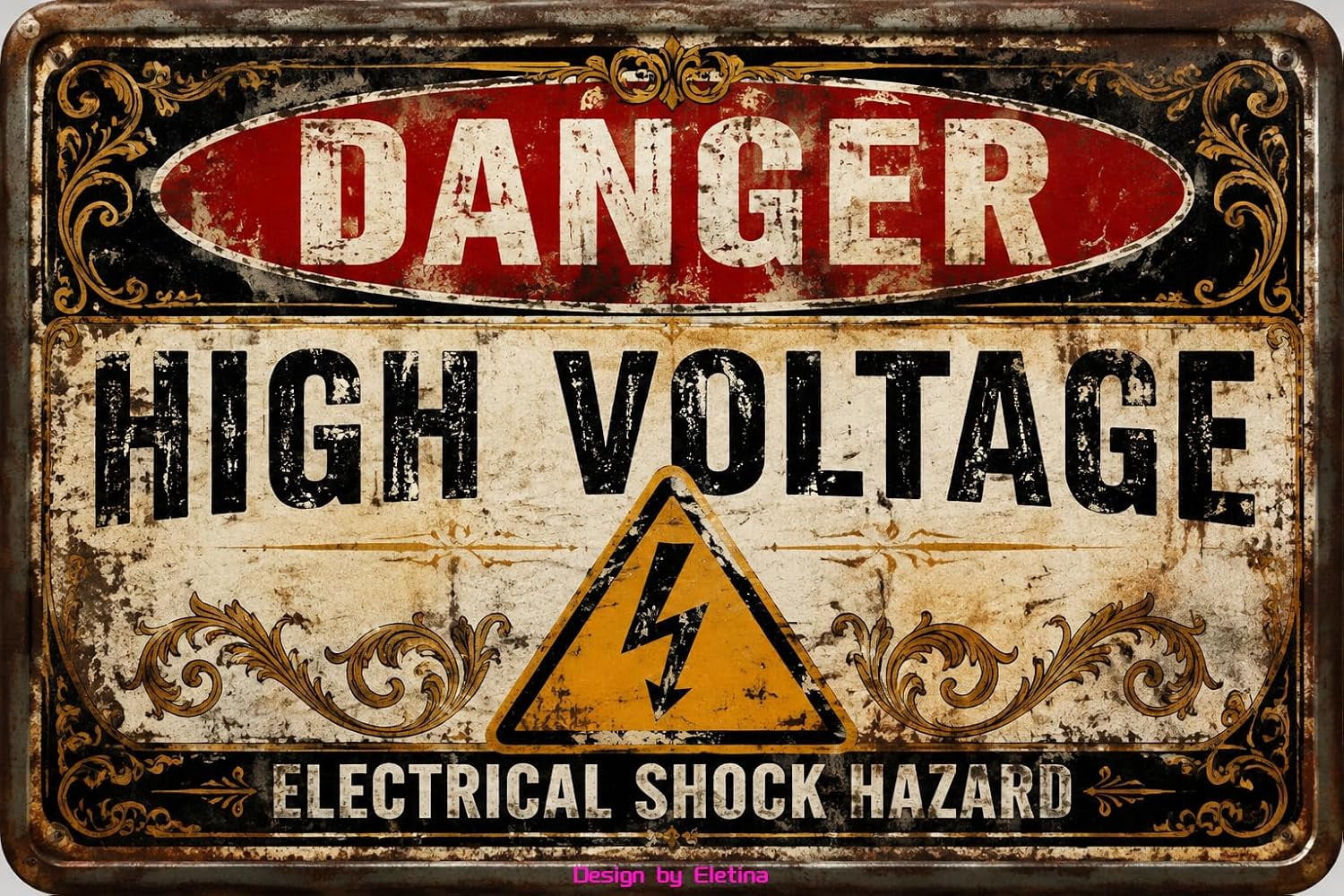 Vintage Tin Sign Warning 