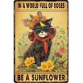 thumbnail image 1 of Vintage Tin Signs Funny in A World Full of Roses Be A Sunflower Poster Tin Sign Decor, Inspirational Quote Wall Decor - Gift for Women Girl Teens - Hippie Cat Decor 12x8 Inches, 1 of 6