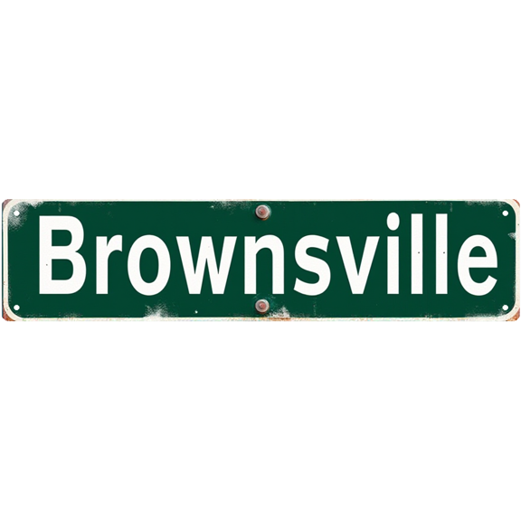 Vintage Tin Signs for Decor | 16*4 Inches | Brownsville Street Sign | Ideal for Bedroom, Porch, Bar | Border Town Decor, Garage Decor, Funny Posters