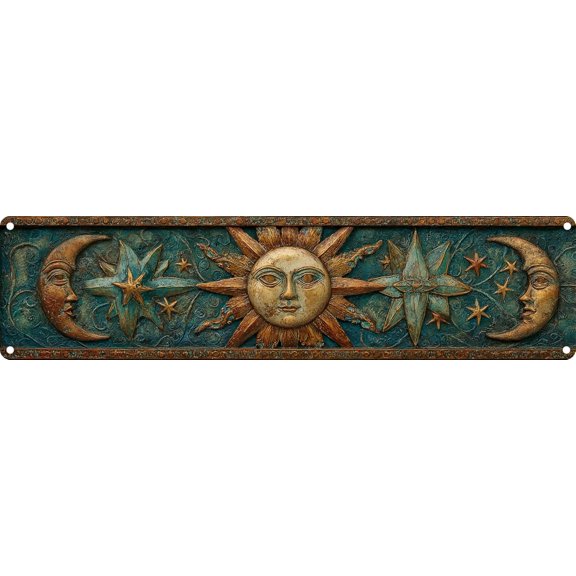 Vintage Tin Sun And Moon Sign Retro Metal Sign Suitable For Home Street Shop Garage Bar - Multi-Purpose Metal Sign For Indoor/Outdoor Use Plaque 4x16 Inch